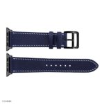Apple Watch Band 41mm/40mm/38mm – Navy Blue Leather, Classic Style with White Stitching - Image 4