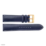 Classic Navy Blue Cow Leather Watch Strap with White Stitching, Size 19mm - Image 5