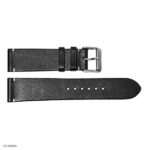 Vintage Style Black Leather Watch Strap 22mm