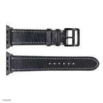 Apple Watch Band 41mm 40mm 38mm Black Leather Classic with White Stitching - Image 4