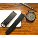 Vintage Style Black Leather Watch Strap 22mm - Image 3