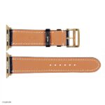 Apple Watch Band 41mm 40mm 38mm Black Leather Classic with White Stitching - Image 7