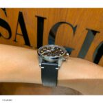 Vintage Style Black Leather Watch Strap 22mm - Image 2