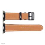 Apple Watch Band 41mm 40mm 38mm Black Leather Classic with White Stitching - Image 5