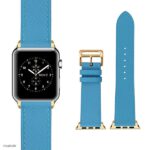 Apple Watch Band 41mm 40mm 38mm Premium EPSOM Cow Leather in Light Blue - Image 10