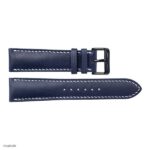 Classic Navy Blue Cow Leather Watch Strap with White Stitching, Size 19mm - Image 4
