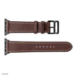 Apple Watch Band 41mm 40mm 38mm Brown Leather Classic Style White Stitching - Image 6