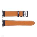 Apple Watch Band 41mm/40mm/38mm – Navy Blue Leather, Classic Style with White Stitching - Image 3