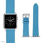 Apple Watch Band 41mm 40mm 38mm Premium EPSOM Cow Leather in Light Blue - Image 4