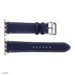 Apple Watch Band 41mm/40mm/38mm – Navy Blue Leather, Classic Style with White Stitching