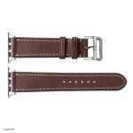 Apple Watch Band 41mm 40mm 38mm Brown Leather Classic Style White Stitching