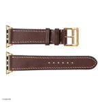 Apple Watch Band 41mm 40mm 38mm Brown Leather Classic Style White Stitching - Image 4