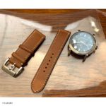 Yellow Cow Leather Watch Strap, Classic, Flat and Thin with White Stitching, 18mm - Image 3