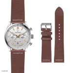 Vintage Style Brown Leather Watch Band 22mm - Image 2