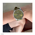 CALVIN KLEIN Olive Green Leather Watch Strap Classic Flat Style
