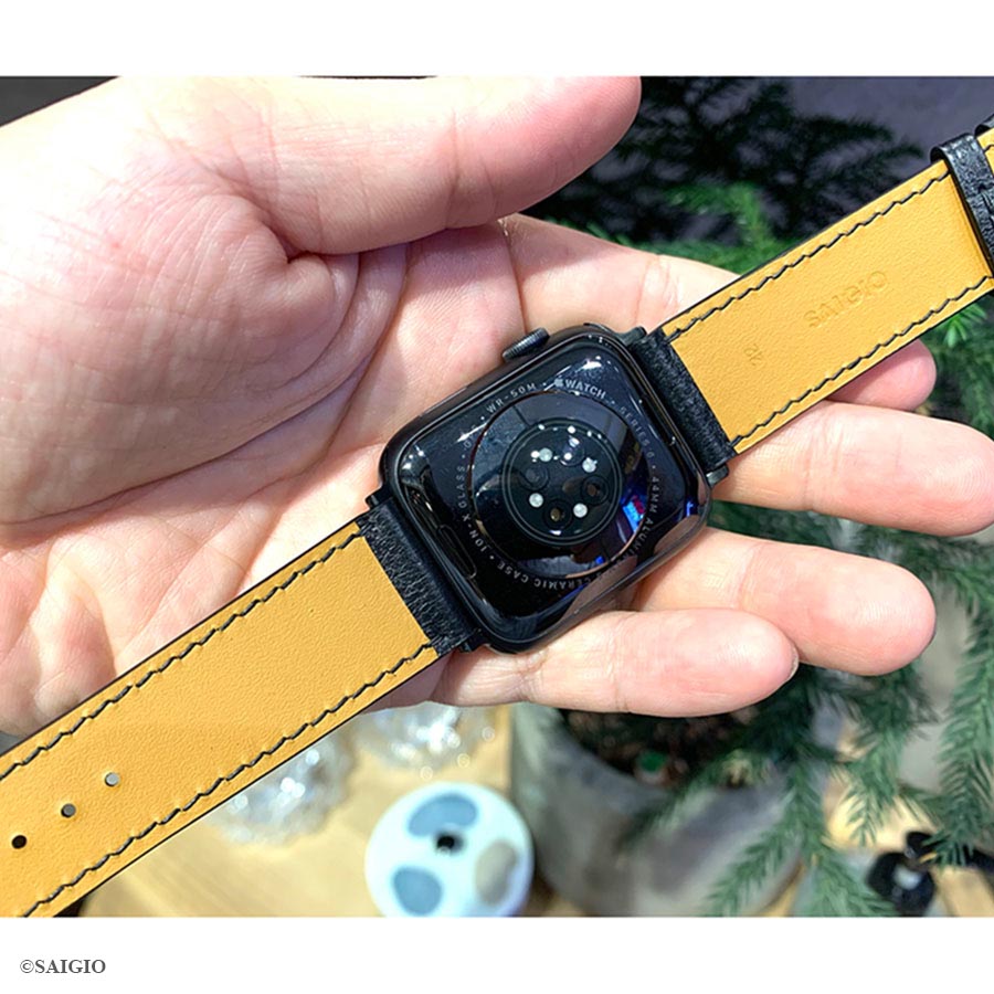 Dây Da Apple Watch SERIES 6 Da Bò Màu Đen - day da apple watch series 6 size 49mm da bo mau den 2 -