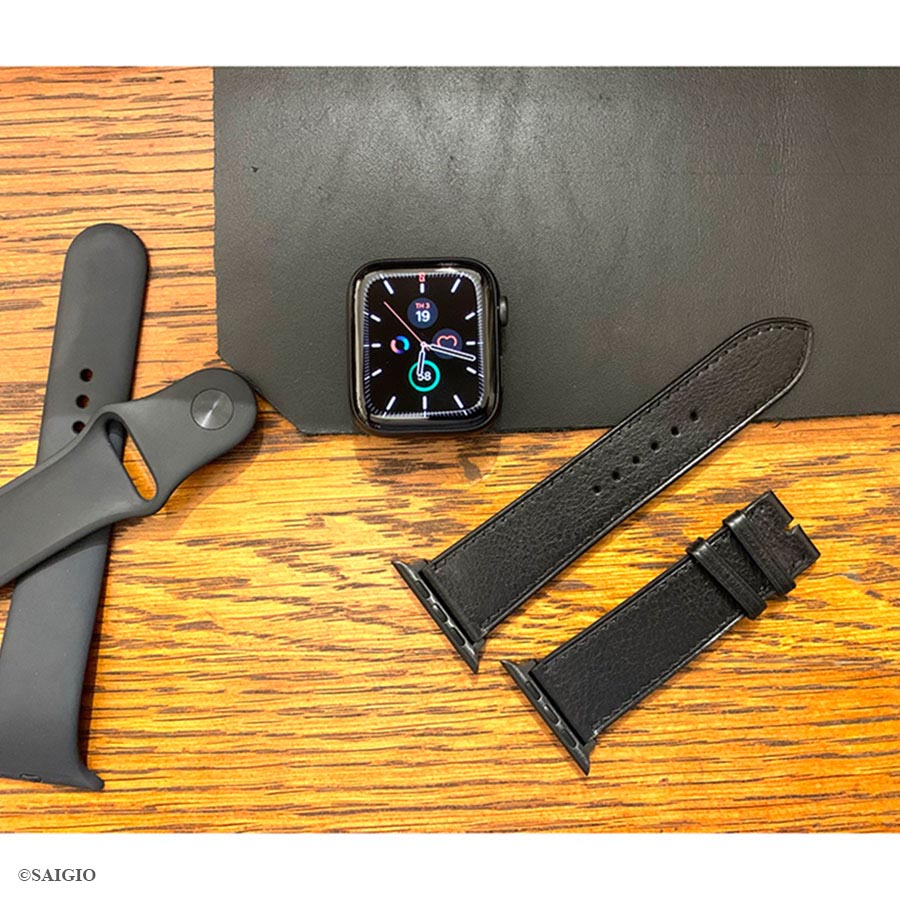Dây Da Apple Watch SERIES 6 Da Bò Màu Đen - day da apple watch series 6 size 49mm da bo mau den 3 -