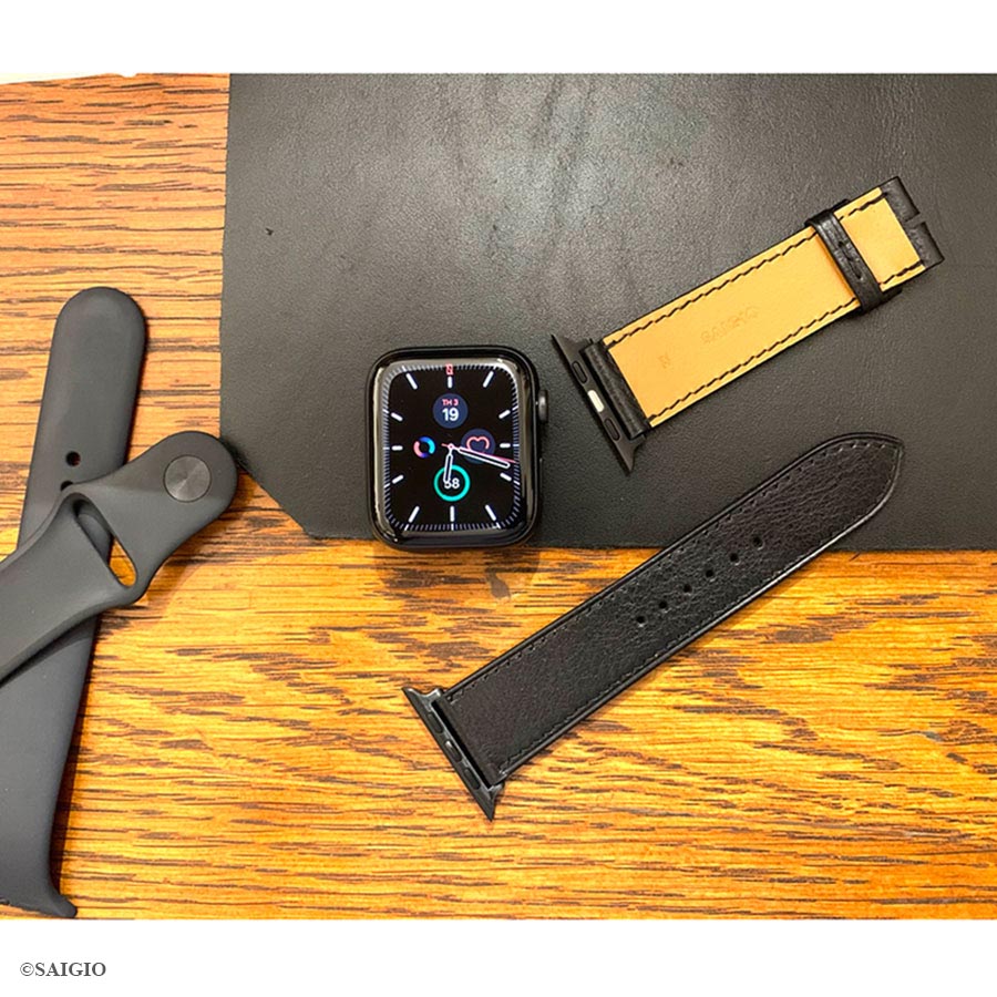 Dây Da Apple Watch SERIES 6 Da Bò Màu Đen - day da apple watch series 6 size 49mm da bo mau den 4 -