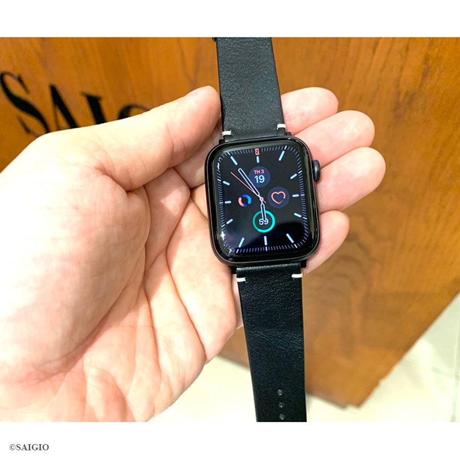 Dây Da Apple Watch SERIES 6 Da Bò Màu Đen Kiểu Vintage - day da apple watch series 6 size 49mm da bo mau den kieu vintage 4 -
