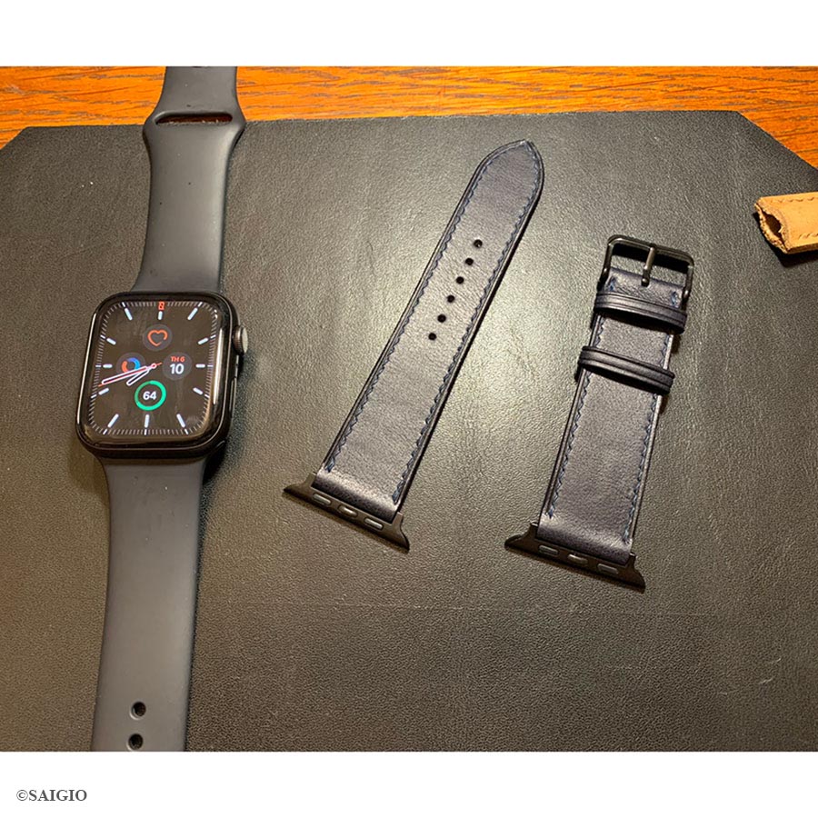 Dây Da Apple Watch SERIES 6 Da Bò Màu Xanh Navy - day da apple watch series 6 size 49mm da bo mau xanh navy 2 -