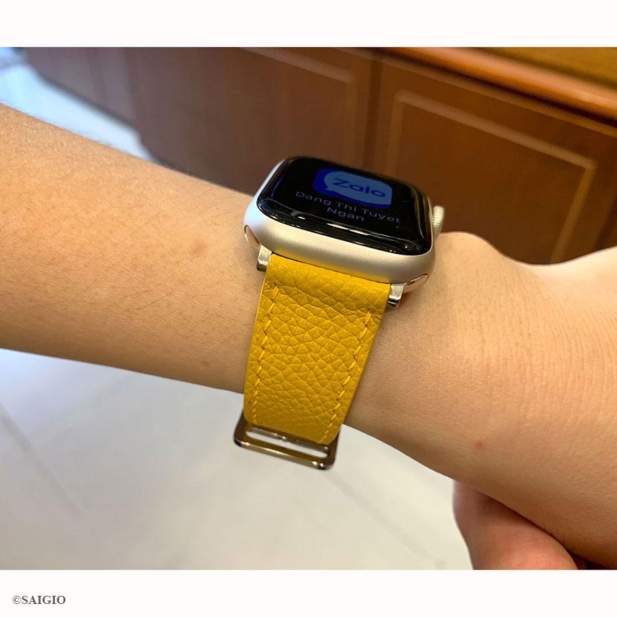 Dây Da Apple Watch SERIES 7 Da Bò Màu Vàng - day da apple watch series 7 size 41mm da bo mau vang hat 4 -