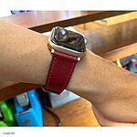Apple Watch Leather Strap Size 41mm 40mm 38mm, Premium Epsom Calf Leather in Burgundy Red - Image 4