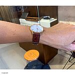 TISSOT Watch Band in Reddish Brown Crocodile Leather, Classic Flat Style - Image 5