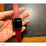 Apple Watch Leather Strap Size 41mm 40mm 38mm, Premium Epsom Calf Leather in Burgundy Red - Image 2