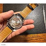 OMEGA Watch Strap – Black Cowhide Leather, Classic Style with White Stitching - Image 2