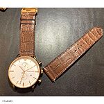 EMPORIO ARMANI Brown Crocodile Leather Classic Flat Watch Strap - Image 2