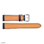 Navy Blue Leather Watch Strap, Classic Flat Slim Style Size 16mm - Image 2