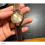 MARC JACOB Watch Strap – Brown Leather, Classic Flat Style with White Stitch