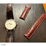 LONGINES Classic-Style Brown and Red Crocodile Leather Watch Strap - Image 3