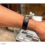 LONGINES Black Crocodile Leather Watch Strap, Classic Flat Style - Image 3