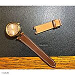 MARC JACOB Watch Strap – Brown Leather, Classic Flat Style with White Stitch - Image 4
