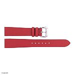 Classic Flat Thin Unstitched Bright Red Leather Watch Strap, 16mm