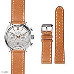 BURBERRY Watch Strap, Yellow Cowhide, Classic Flat Style with White Stitching - Image 4