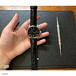 SEIKO Black Crocodile Leather Classic Watch Strap - Image 3
