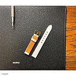 White Leather Watch Band, Classic Flat Thin Unstitched, 16mm - Image 3