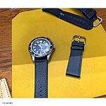 ORIENT Watch Strap in Epsom Calf Leather, Navy Blue, Classic Flat Style
