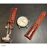 LONGINES Classic-Style Brown and Red Crocodile Leather Watch Strap