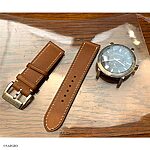 BURBERRY Watch Strap, Yellow Cowhide, Classic Flat Style with White Stitching - Image 2