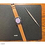 Premium Epsom Calfskin Leather Strap for Apple Watch Series 7 in Yellow with White Stitching - Image 4