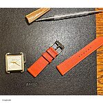 Michael Kors Orange Leather Flat Classic Watch Strap - Image 2