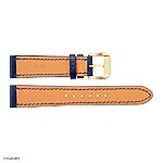 Navy Blue Leather Watch Strap, Classic Flat Slim Style Size 16mm - Image 4