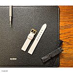 White Leather Watch Band, Classic Flat Thin Unstitched, 16mm - Image 2