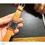 Michael Kors Orange Leather Flat Classic Watch Strap - Image 4