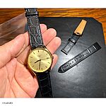 LONGINES Black Crocodile Leather Watch Strap, Classic Flat Style - Image 2