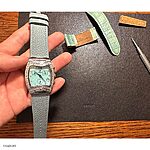 LUCIEN PICCARD Pastel Blue Leather Watch Strap, Classic Flat Style - Image 4