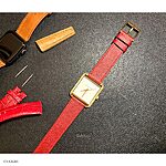 MICHAEL KORS Red Burgundy Epsom Calf Leather Watch Strap, Classic Flat Design - Image 2